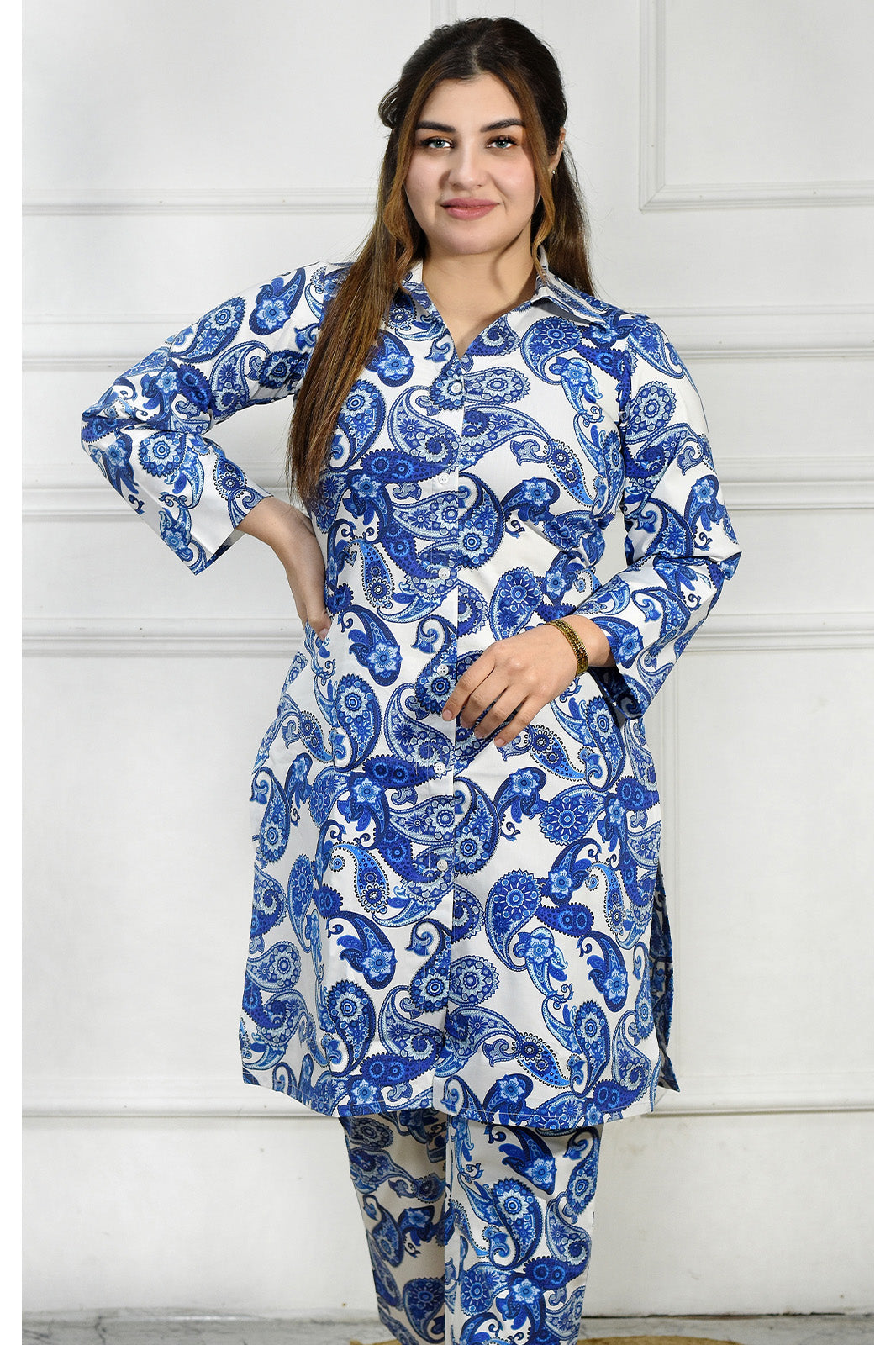 VISHIMA Cotton Paisley Printed Cord Set | Blue