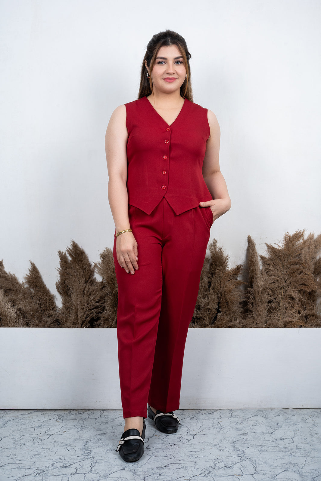 VISHIMA Waistcoat Top | Red