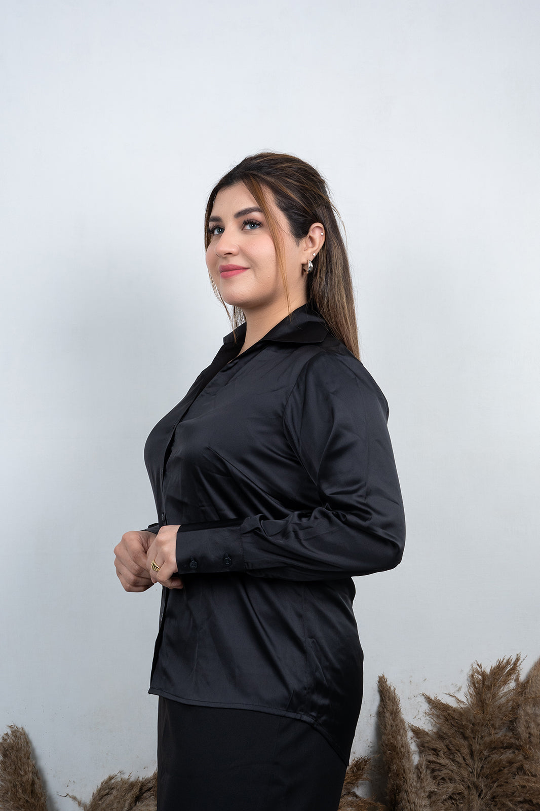 VISHIMA Satin Silk Shirt | Black