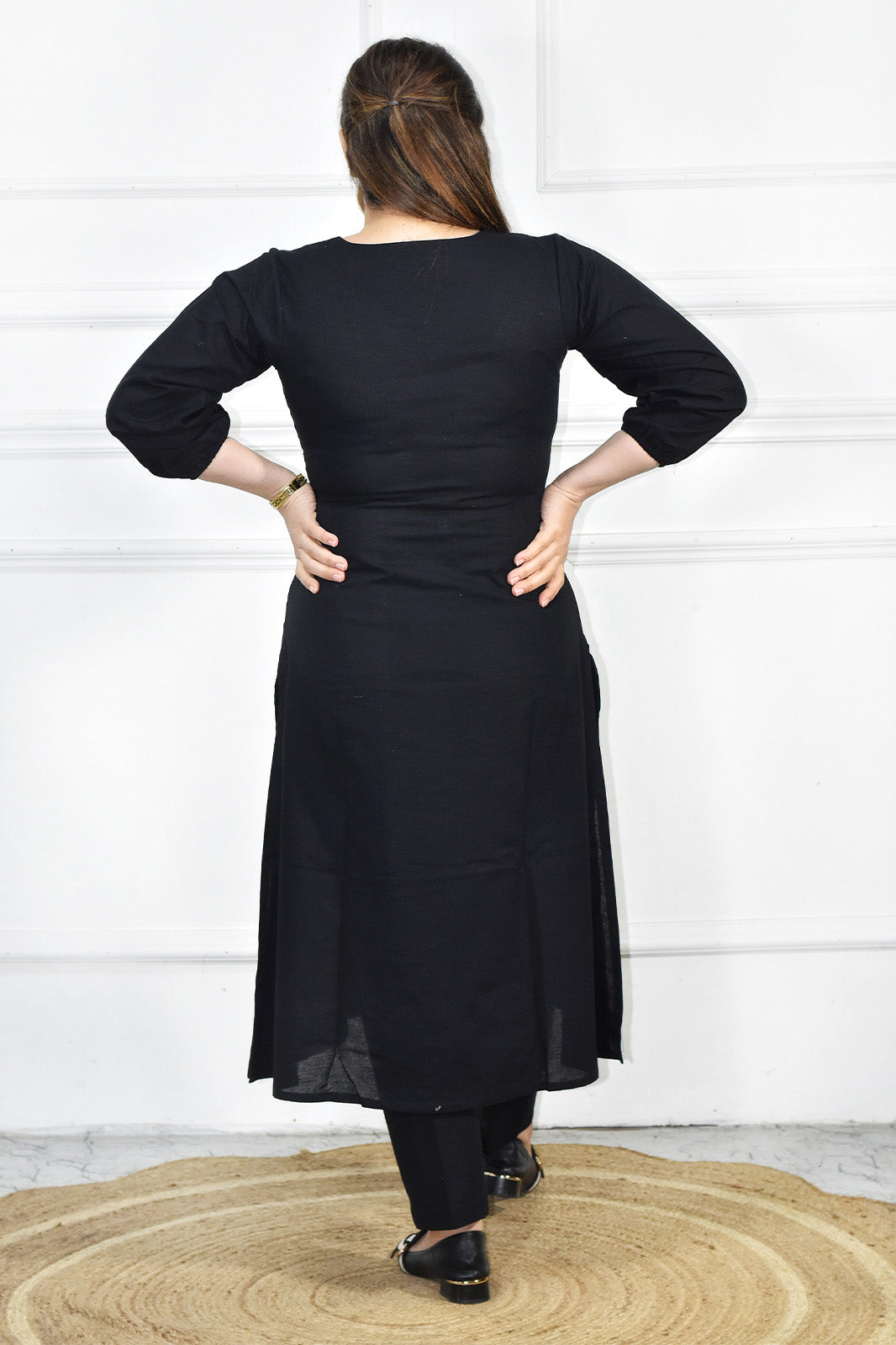 VISHIMA Cotton Linen Black Kurta Pant Co-ord Set