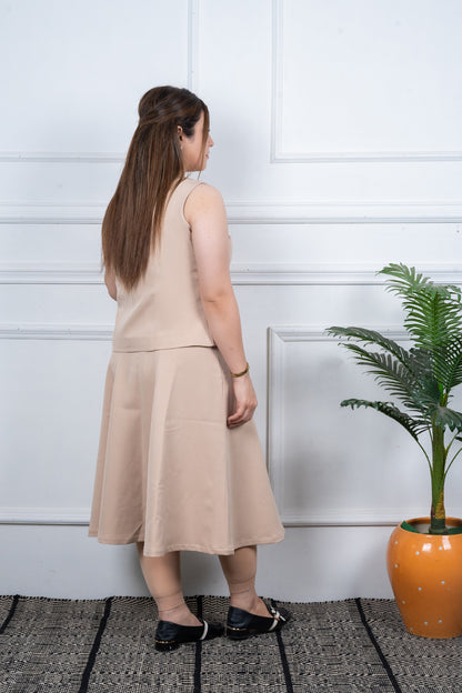 VISHIMA Round Neck Waistcoat Top | Beige