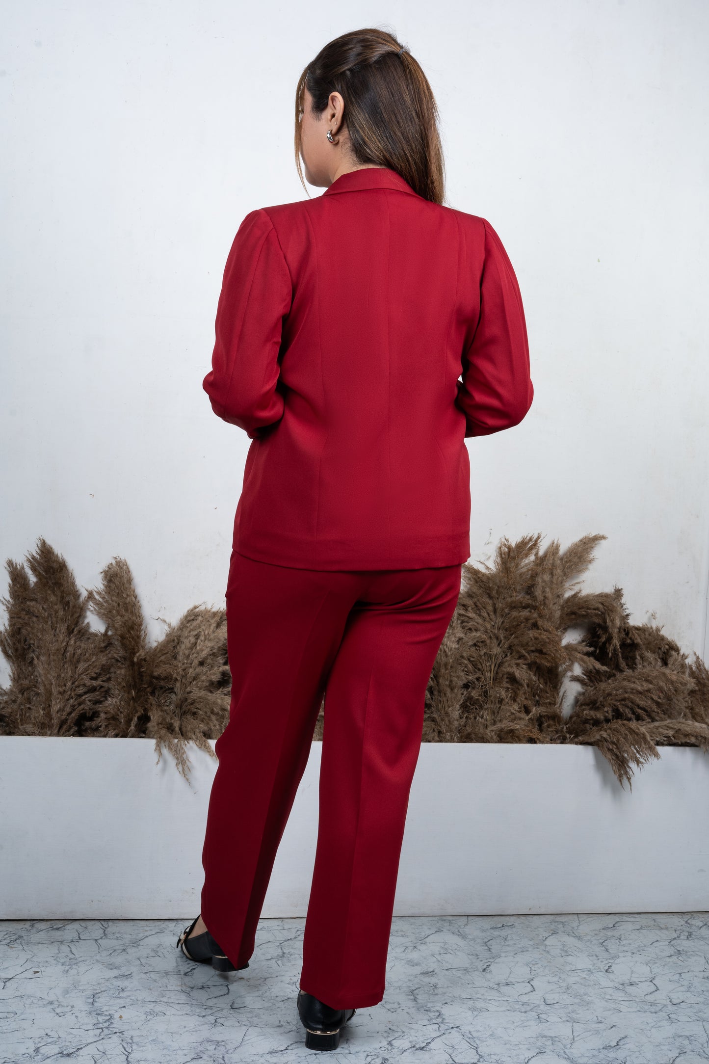 VISHIMA Red 2-piece Notched Lapel Single Breasted Blazer With Trouser In Stretchable Fabric