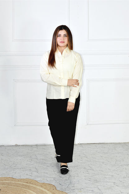 VISHIMA Pant Shirt Combination - Cotton Linen Pants and Shirt | Cream & Black