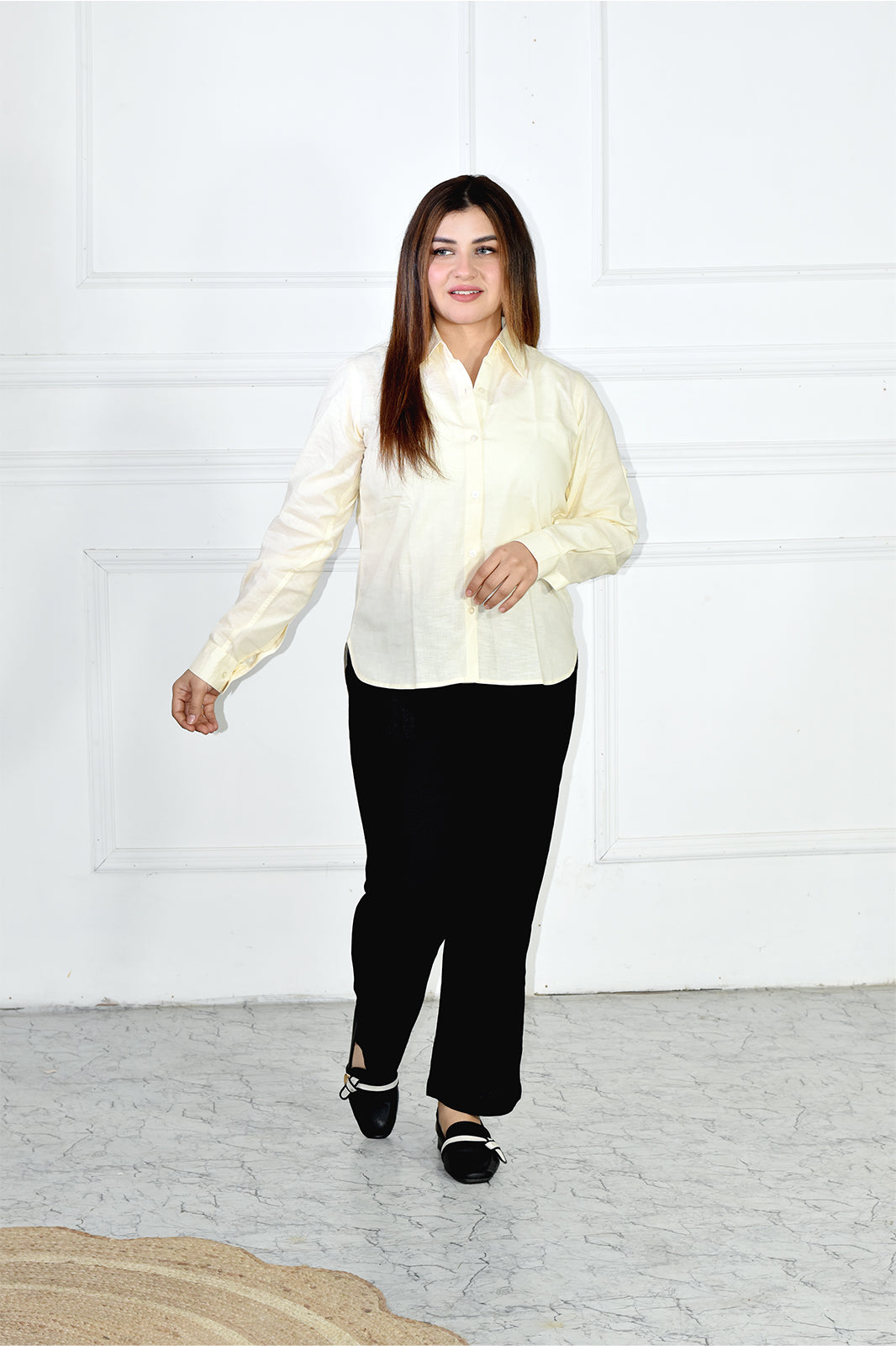 VISHIMA Pant Shirt Combination - Cotton Linen Pants and Shirt | Cream & Black