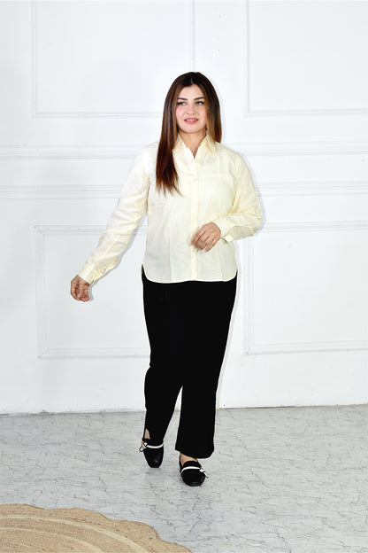 VISHIMA Pant Shirt Combination - Cotton Linen Pants and Shirt | Cream & Black